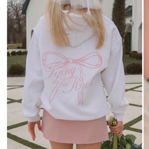 Bridal White Hoodie with Pink Bow Graphic